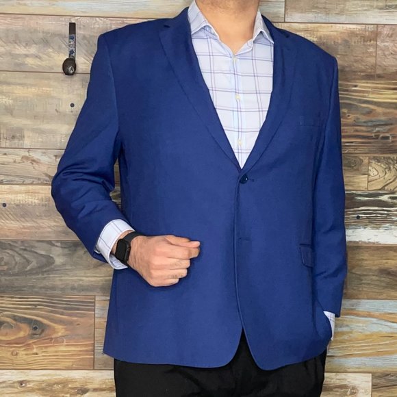 Eleganza Platinum by Giorgio Sanetti Modern Fit Blue Blazer Sport Jacket 48R - Picture 1 of 10